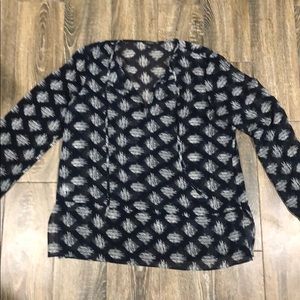 Ann Taylor navy blue blouse with tie front